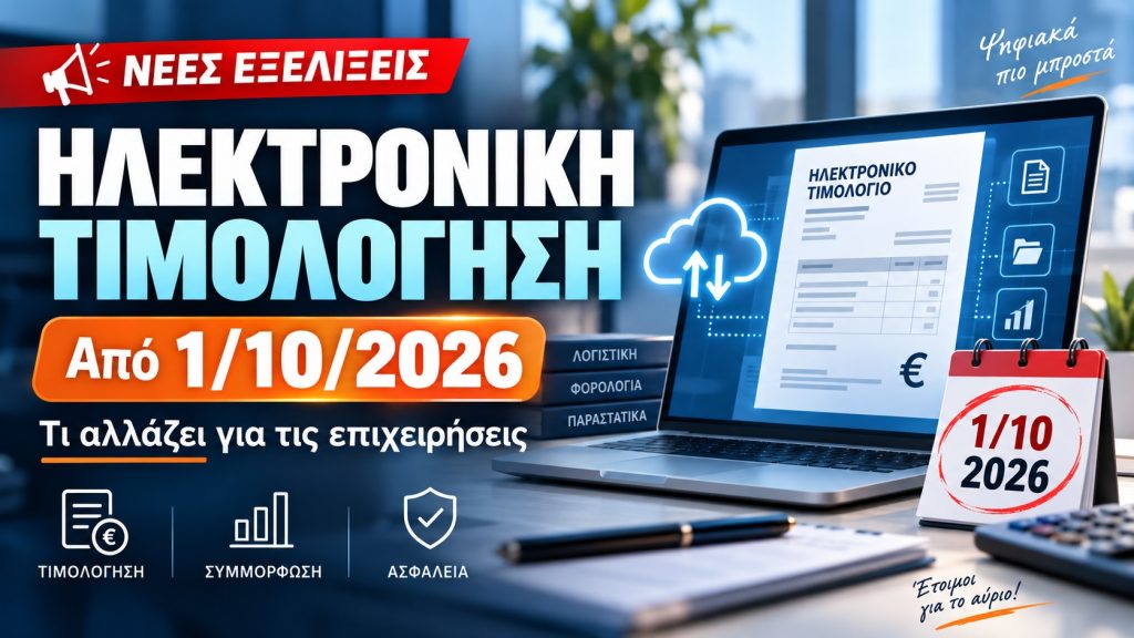 Υποχρεωτική Ηλεκτρονική Τιμολόγηση από 1 Οκτωβρίου 2026